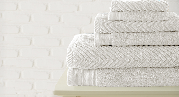 CASABLANCA JACQUARD TOWEL HERRINGBONE COLLECTION WHITE